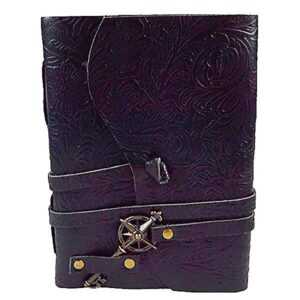 Embossed black leather journal