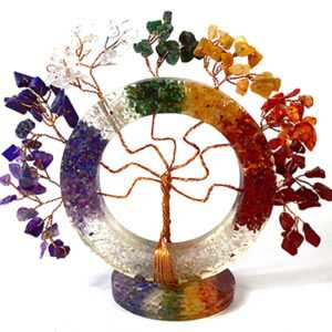 4 1/2" Circle Tree of Life Chakra gemstone tree