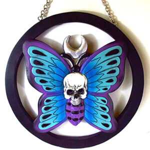 8" Skull on Butterfly