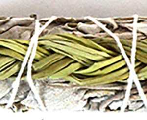 4" white sage and sweetgrass smudge stick