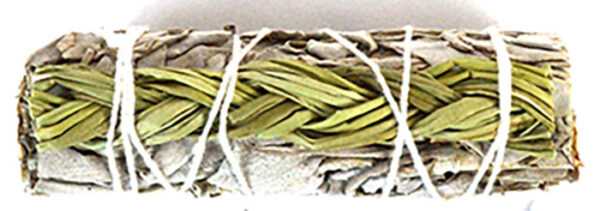 4" white sage and sweetgrass smudge stick
