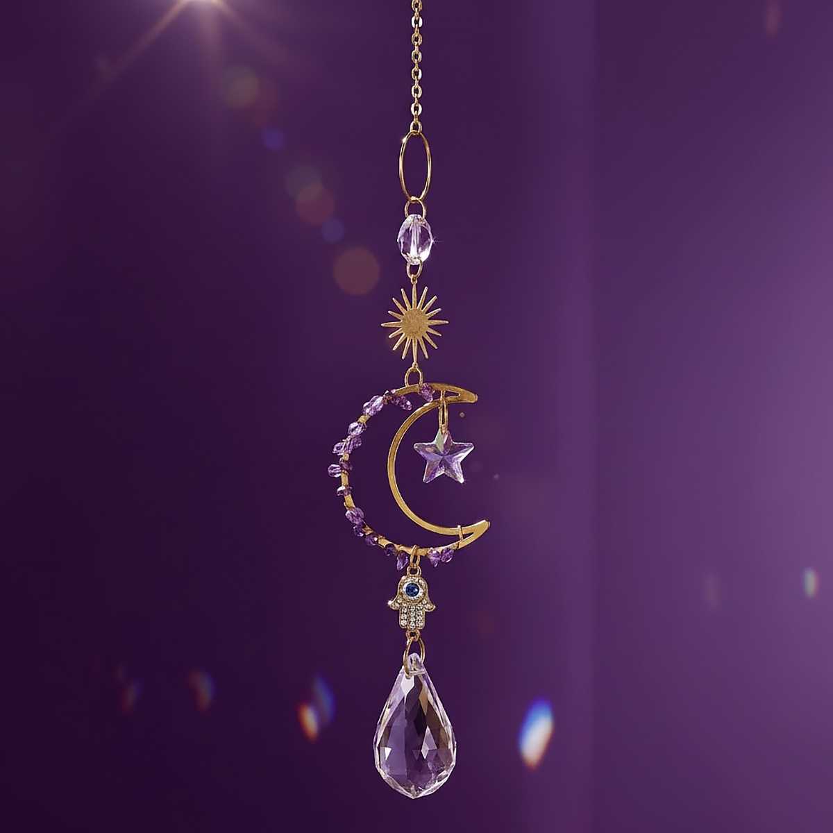 celestial crescent moon suncatcher