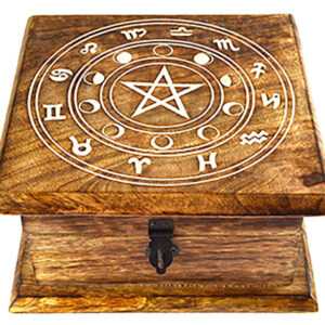 7" x 7" x 3 1/2" Zodiac Moon Phase wood box