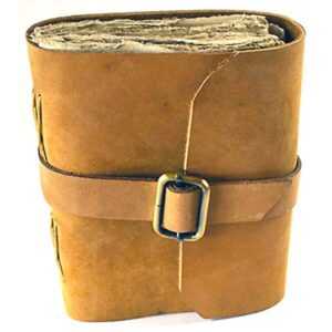 tan leather journal with buckle