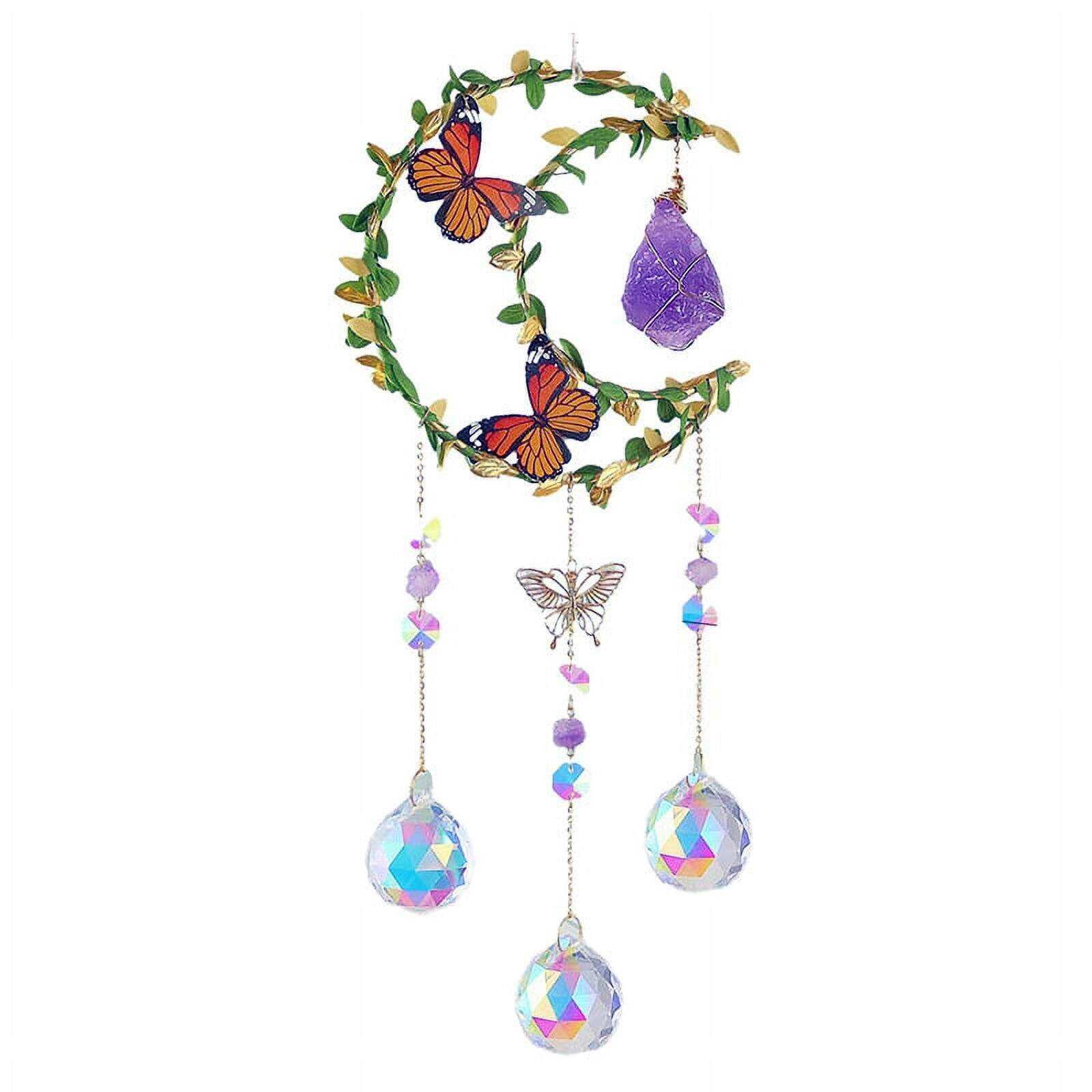 21 inch amethyst moon & butterfly suncatcher