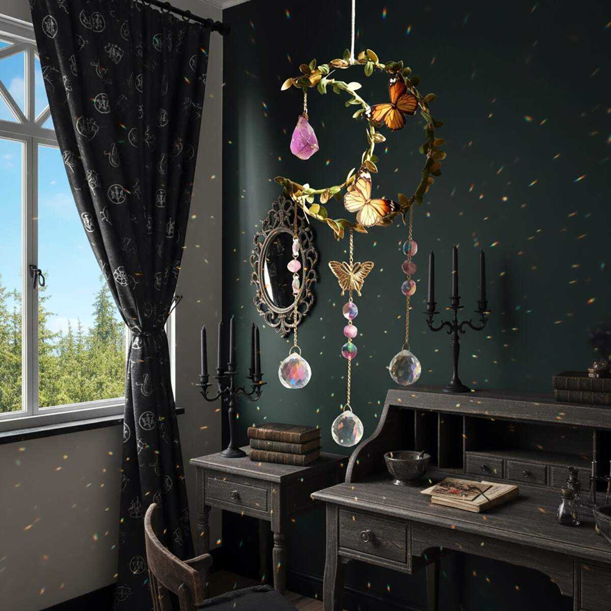 large amethyst moon and butterfly suncatcher.