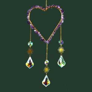 amethyst heart suncatcher