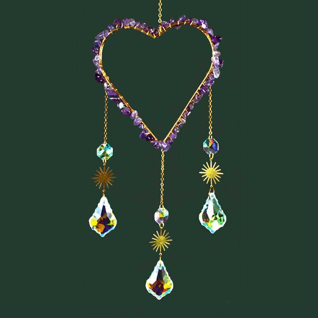 amethyst heart suncatcher