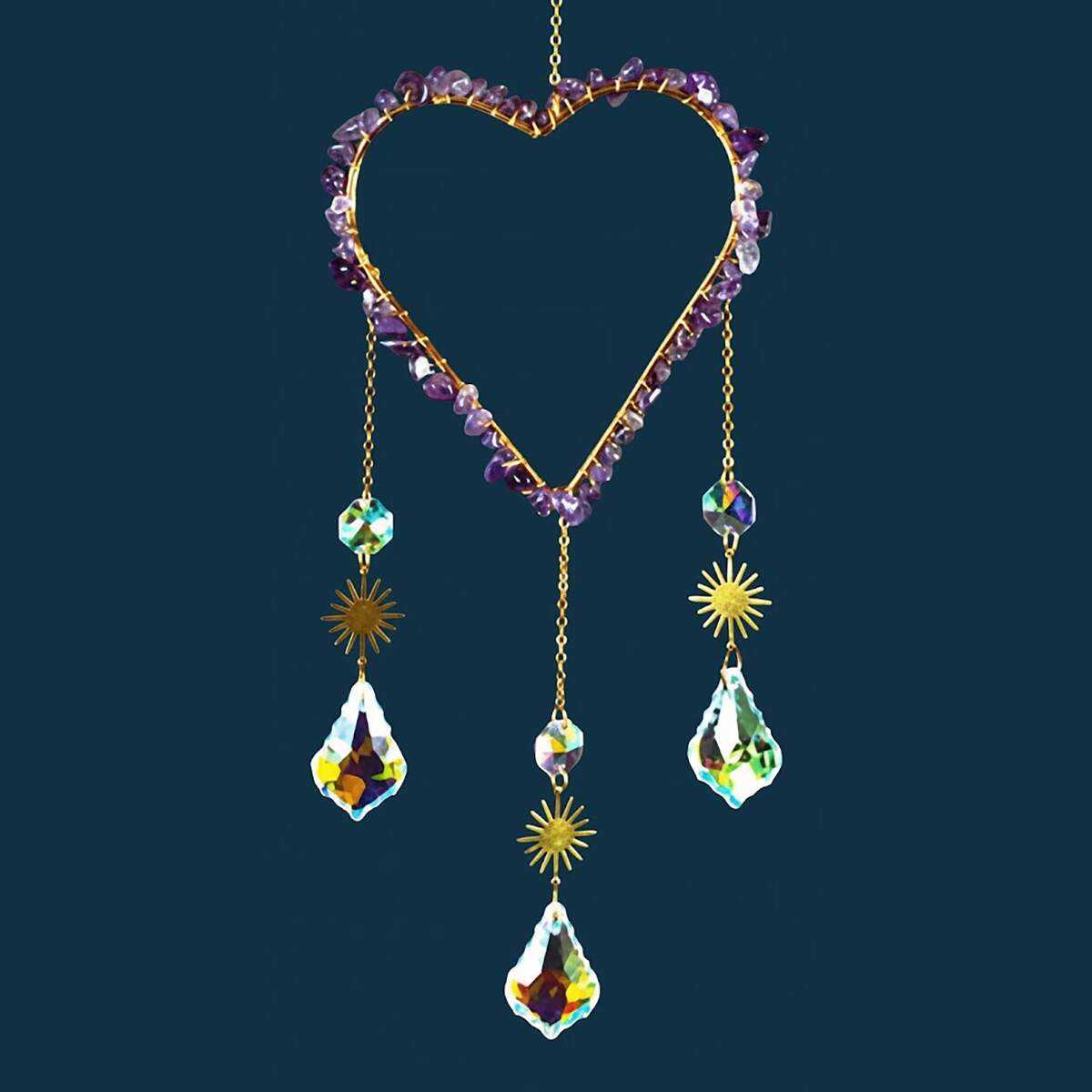 amethyst heart suncatcher