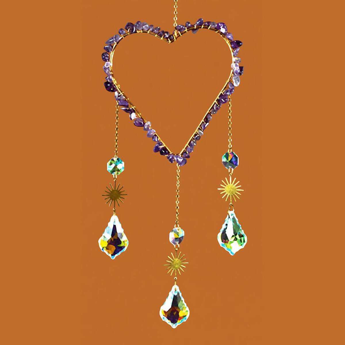 amethyst heart suncatcher
