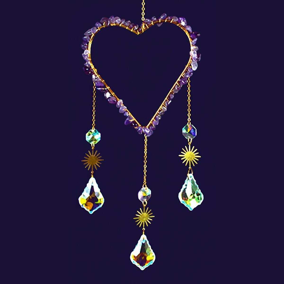 amethyst heart suncatcher