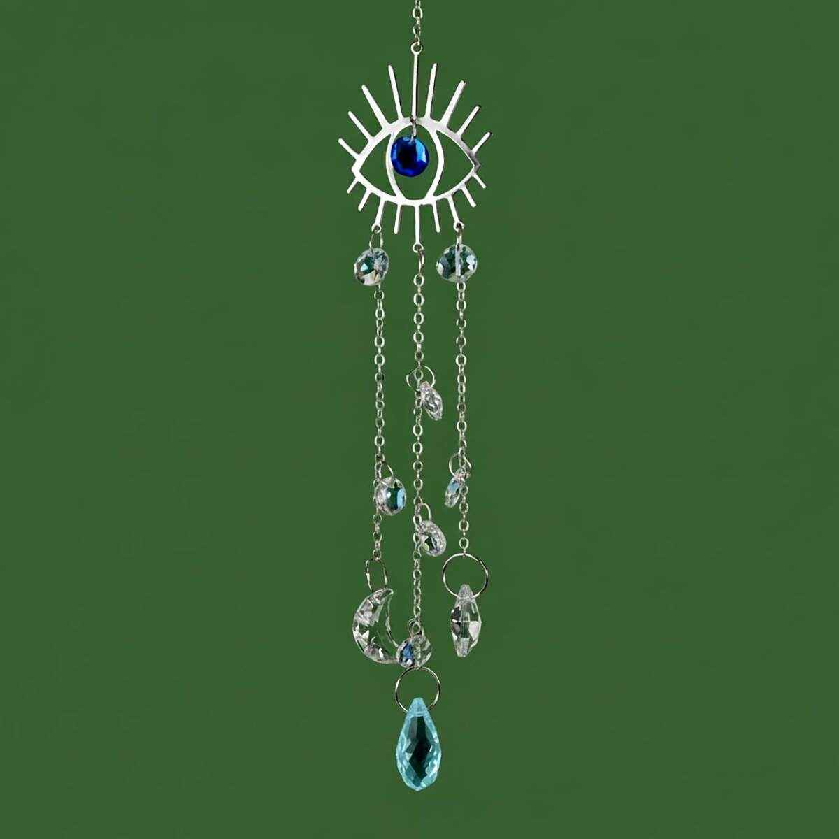 evil eye suncatcher 12 inch with glass cut crystals