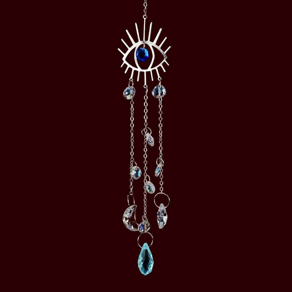 evil eye suncatcher 12 inch hanging in window