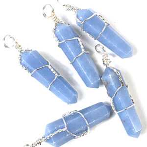 (set of 5) Angelite wire wrapped point
