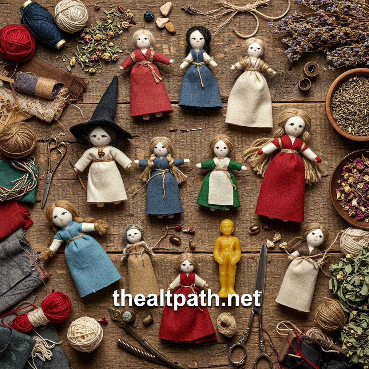 Modern era typical Celtic style witch dolls