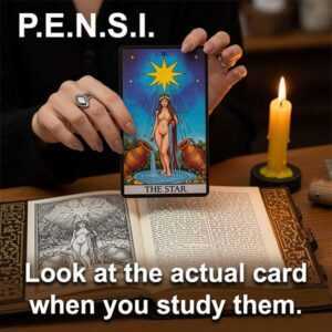 examine the actual card when studying tarot