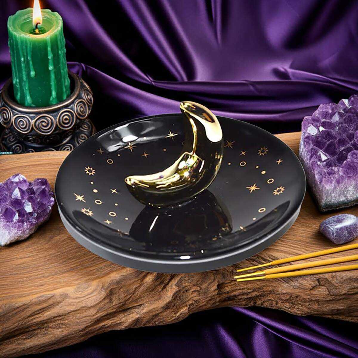 Crescent Moon Incense Burner & trinket dish