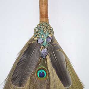 13" Ritual Broom W/ Peacock Feather