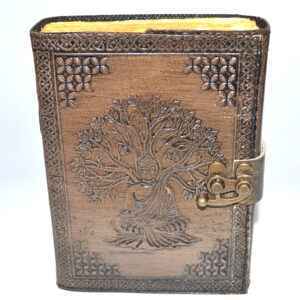 Buddha/Tree of Life aged looking paper leather w/ latch