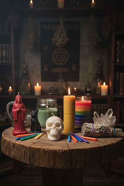 Spiritual candles and witchcraft candles for ritual and spell work