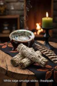 White sage smudge sticks for sale in natural hand-tied bundles