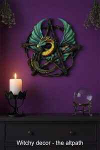 Witchy wall decor with dragon pentacle for bedroom or home display