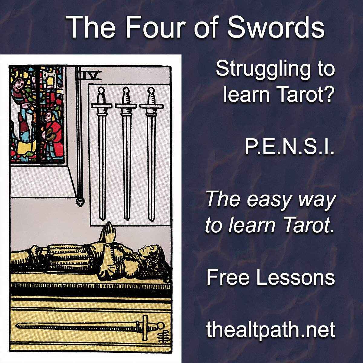 four of swords meaning rider wait smith learn tarot easy
